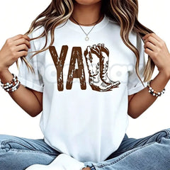 "Cowboy Boot Print" Western Graphic T-Shirt â Retro Country Music Rodeo Novelty Lifestyle Tee