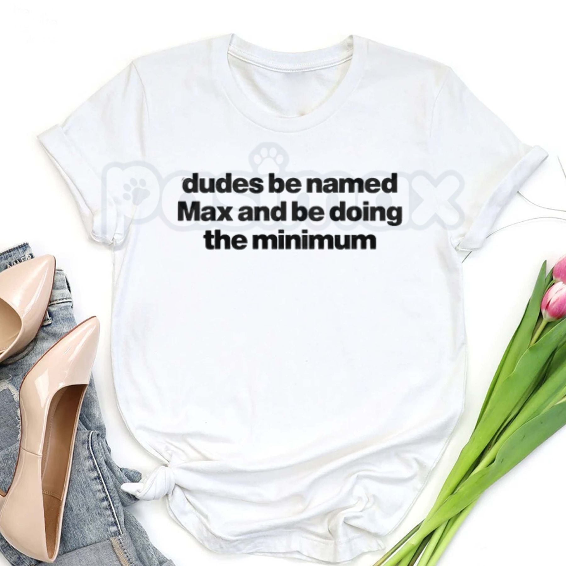 "Dudes Named Max Doing The Minimum" T-Shirt â Funny Viral Slang Graphic Tee, Premium 100% Cotton Sarcastic Pun Top, Soft Lived-In Heavyweight Irony Aesthetic Shirt, Made in USA