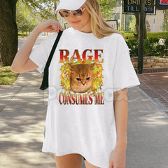 "Cat Rage Is Consuming Me" Funny T-Shirt - Angry Meme Cats Humor Tee, Unhinged Feline Graphic Shirt, Sarcastic Screaming Cat Apparel