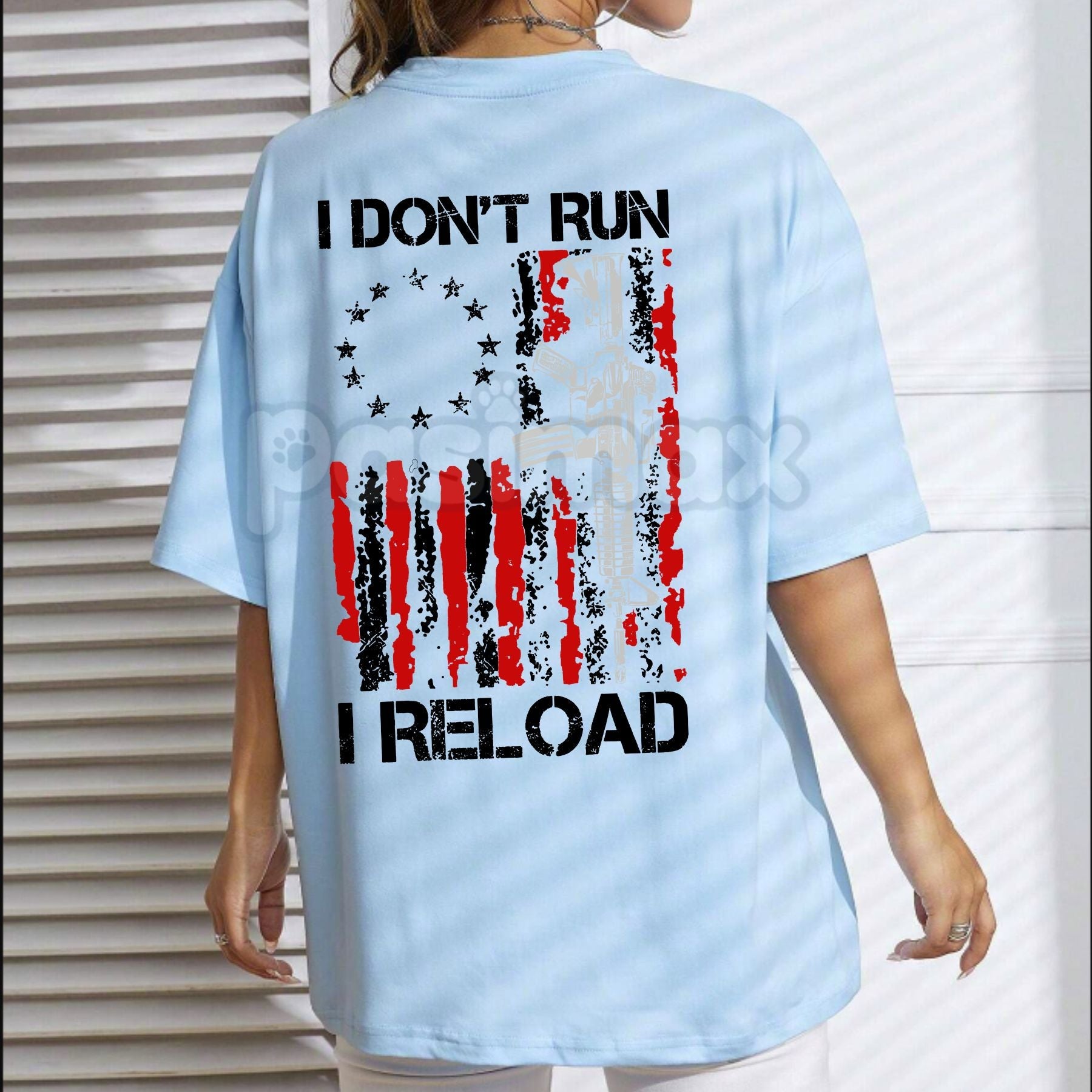 "I Don't Run I Reload" Gun Design Tee - Bold Pro-Second Amendment Slogan Shirt, Tactical Firearm Enthusiast Apparel, Refuse to Retreat Statement Gift