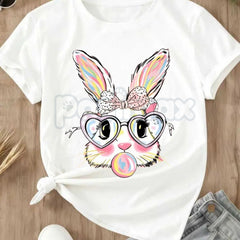 "Bubblegum Bunny" Funny Easter T-Shirt - Cool Rabbit Blowing Bubble Graphic Tee, Premium 100% Cotton Easter Sunday Top, Trendy Pink Bunny Streetwear Shirt, Hipster Easter Gift for Teens & Adults, Soft Lived-In Festive Holiday Apparel