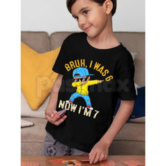 "Bruh I Was 6 Now I'm 7" Birthday T-Shirt â Funny Kid's Dabbing Graphic Tee