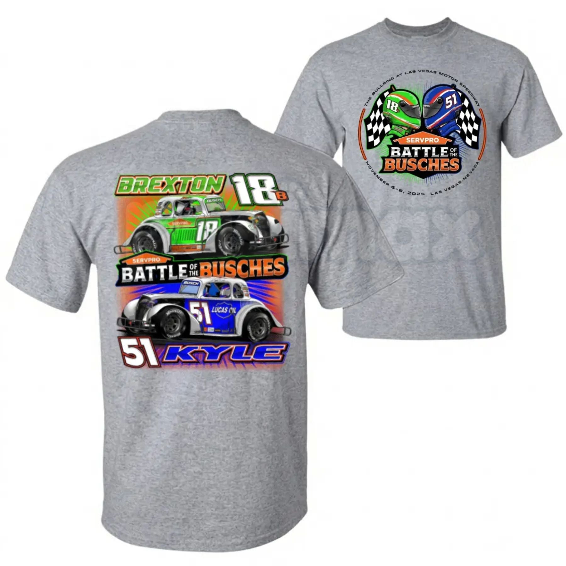 "Battle of the Busches" Racing T-Shirt â Retro NASCAR Style Fan Graphic Tee