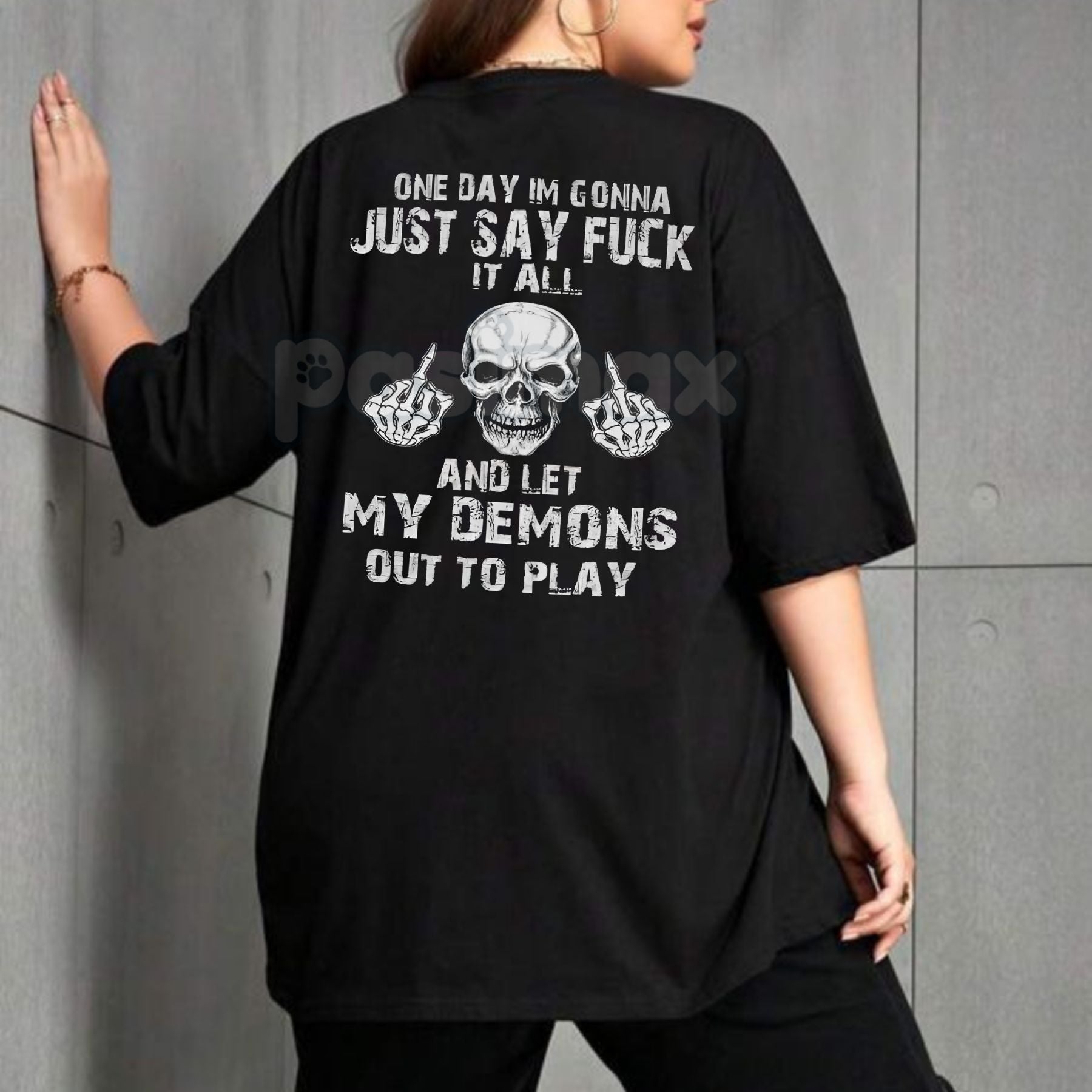 "FUCK IT ALL" Defiant Skeleton T-Shirt - Men's Sarcastic Slogan Tee, Dark Humor Graphic Apparel, Rebellious Attitude Streetwear