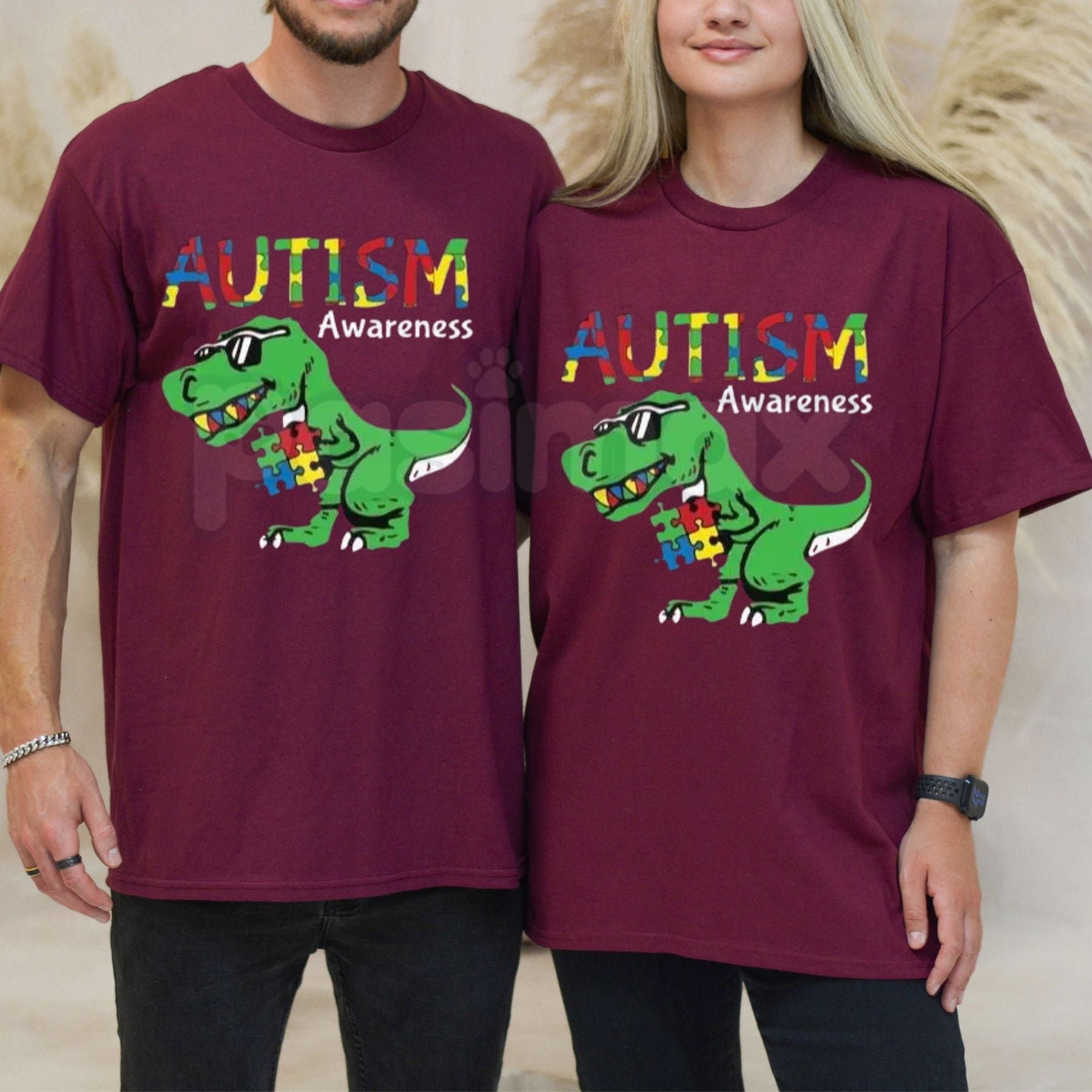 "Ausome Dino" Autism Awareness T-Shirt â Colorful Dinosaur Support Graphic Tee, Premium 100% Cotton Neurodiversity Top, Soft Lived-In Heavyweight Inclusion Shirt, Made in USA