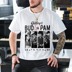 "Bud and Pam" Gilley's Texas T-Shirt â Urban Cowboy Retro Movie Graphic Tee, Premium 100% Cotton Honky-Tonk Top, Soft Lived-In Heavyweight Pasadena Heritage Shirt, Made in USA