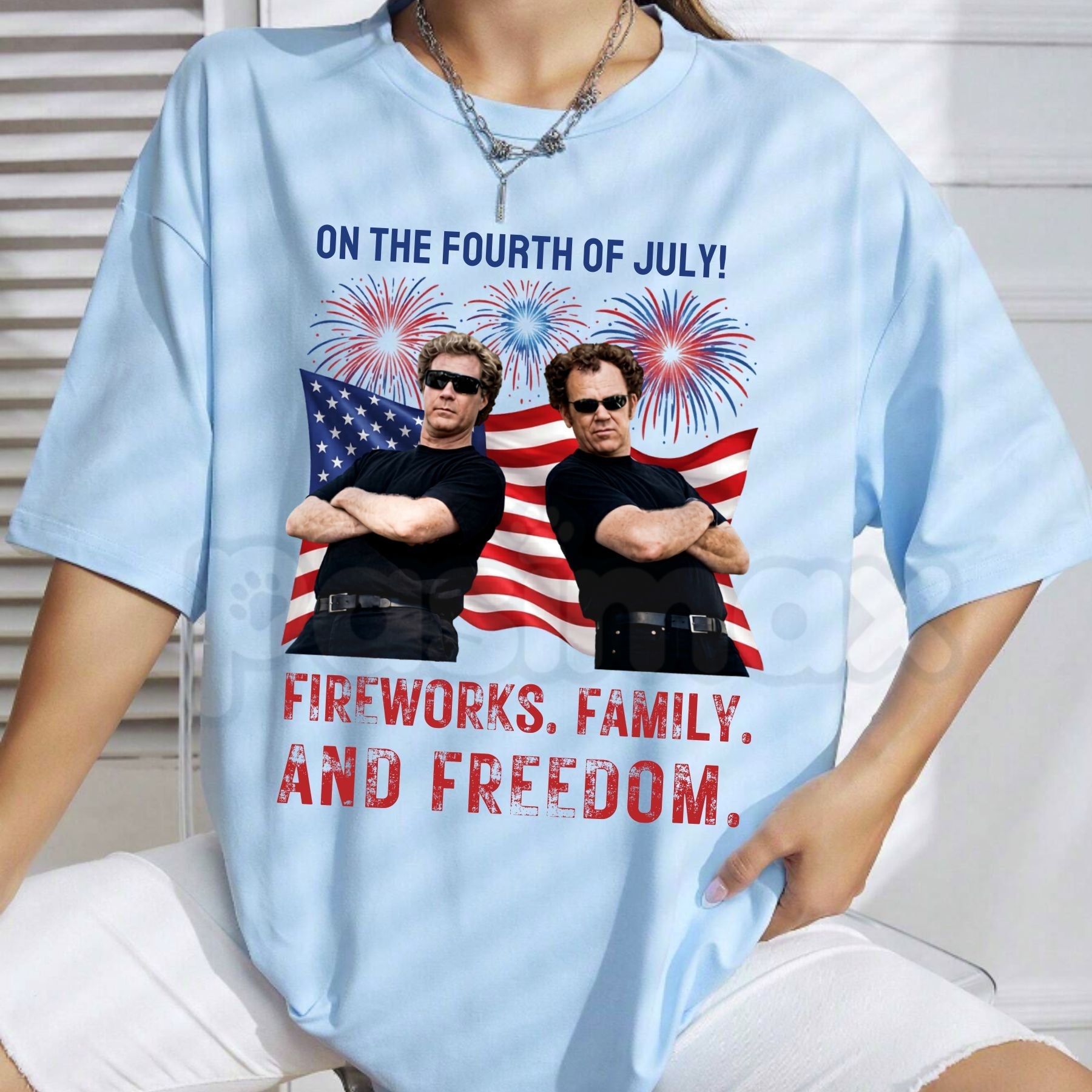 "Boats Hoes and Freedom" 4th of July T-Shirt â Funny Patriotic Nautical Graphic Tee, Premium 100% Cotton Independence Day Party Top, Soft Lived-In Heavyweight Summer Lake Life Shirt, Made in USA