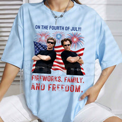 "Boats Hoes and Freedom" 4th of July T-Shirt â Funny Patriotic Nautical Graphic Tee, Premium 100% Cotton Independence Day Party Top, Soft Lived-In Heavyweight Summer Lake Life Shirt, Made in USA