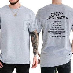 "Big Scary Radical Left Agenda" T-Shirt â Funny Sarcastic Political Graphic Tee, Premium 100% Cotton Progressive Humor Top, Soft Lived-In Heavyweight Democracy Activist Shirt, Made in USA