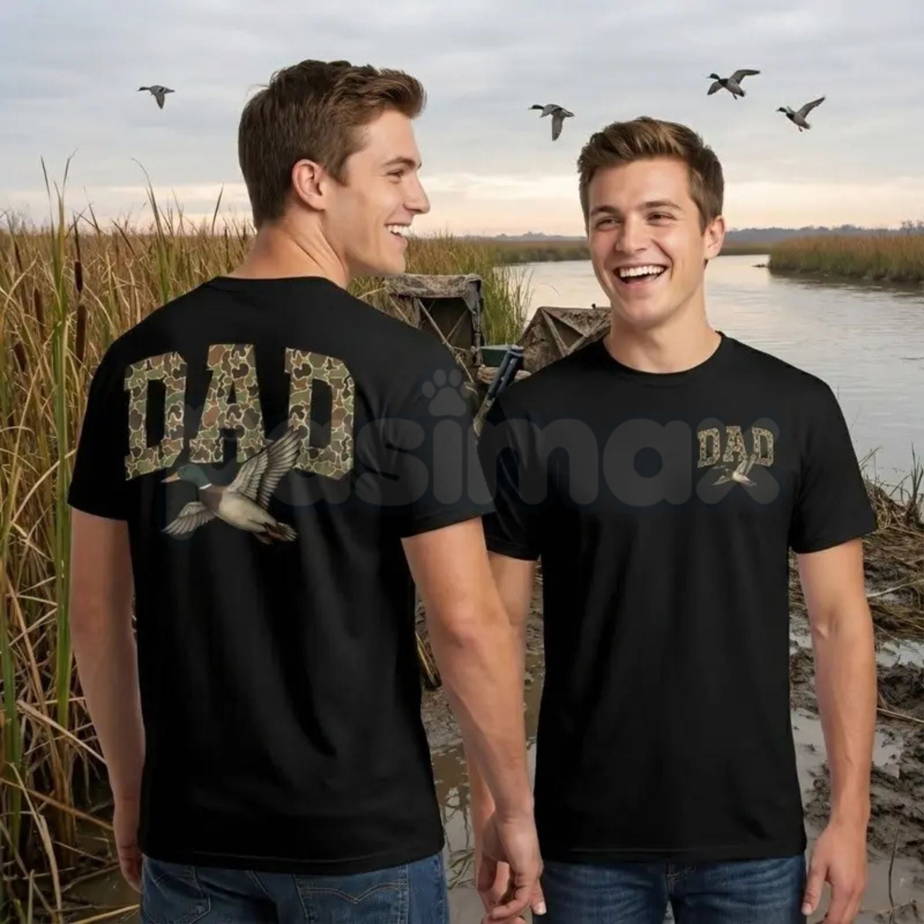 "Camo Duck Dad" Vintage T-Shirt â Old School Camouflage Hunting Graphic Tee, Remastered Heavy Cotton Southern Outdoor Top, Soft Lived-In Heavyweight Father's Day Gift Shirt, Made in USA