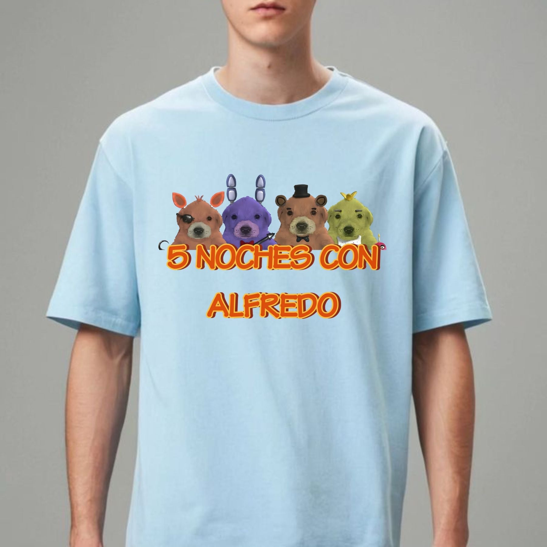"5 Noches Con Alfredo" T-Shirt - Retro Horror Gaming Tee, Five Nights At Freddy's Inspired Apparel