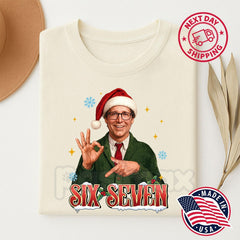 "6 7 Merry Christmas" 90s Movies T-Shirt - Funny Retro Holiday Graphic Tee, Cult Classic Christmas Comedy Shirt, Unisex Nostalgia Apparel