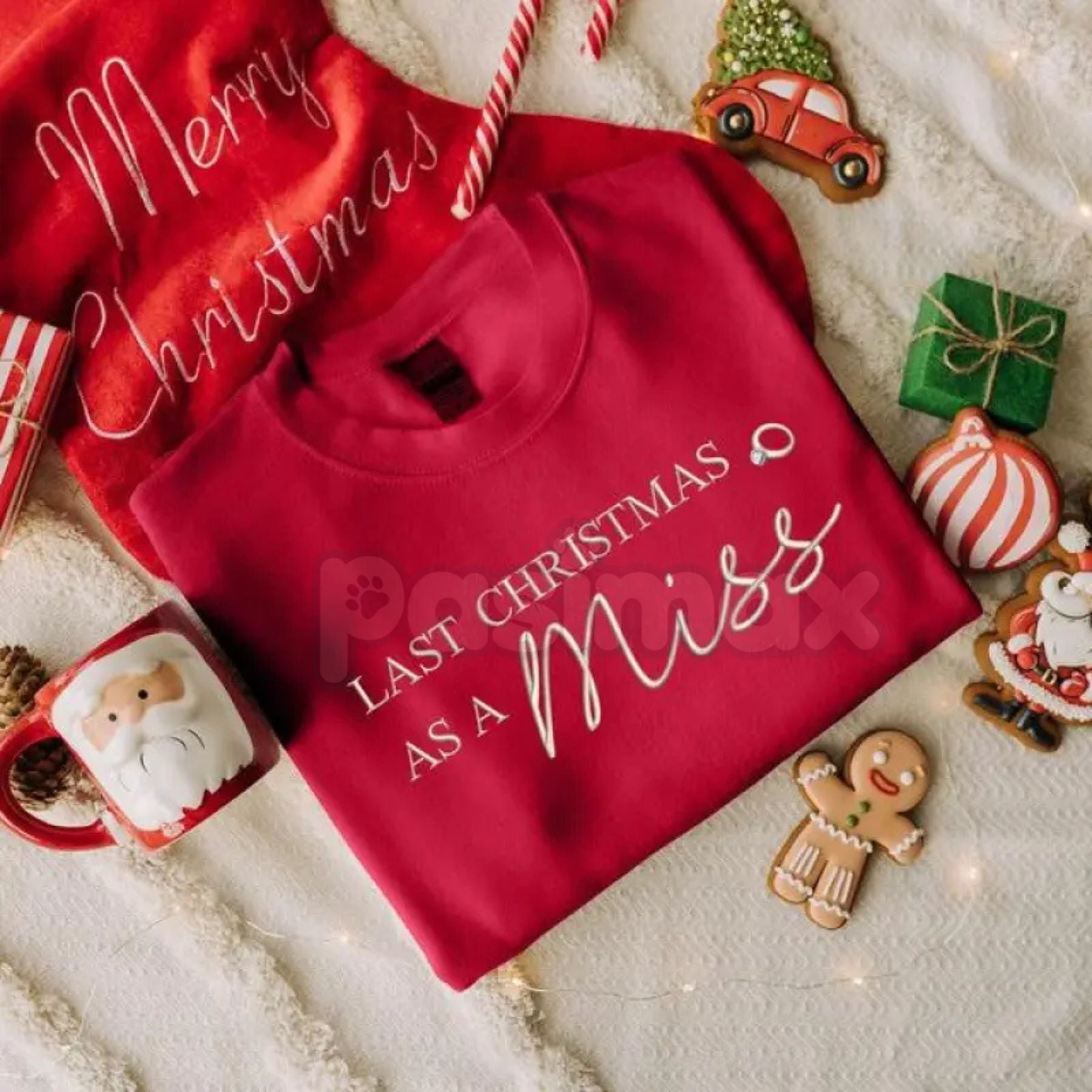 "Last Christmas as a Miss" Embroidered Sweatshirt â Bridal Holiday Crewneck