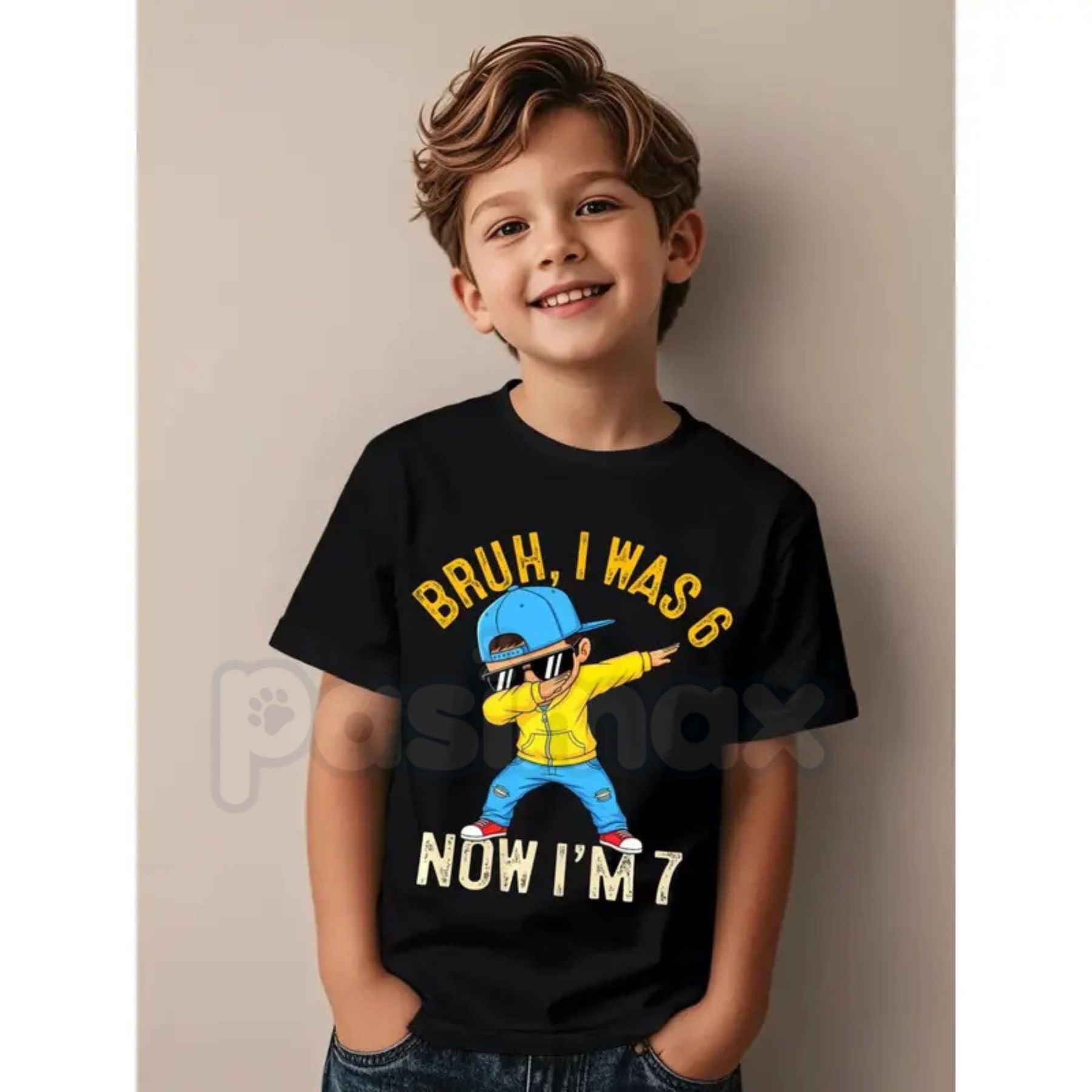 "Bruh I Was 6 Now I'm 7" Birthday T-Shirt â Funny Kid's Dabbing Graphic Tee