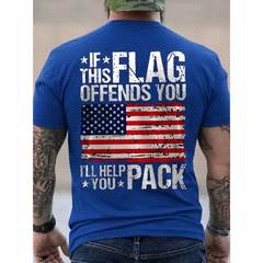 "If This Flag Offends You I'll Help You Pack" T-Shirt â Funny Conservative Patriotic American Flag Unisex Graphic Tee