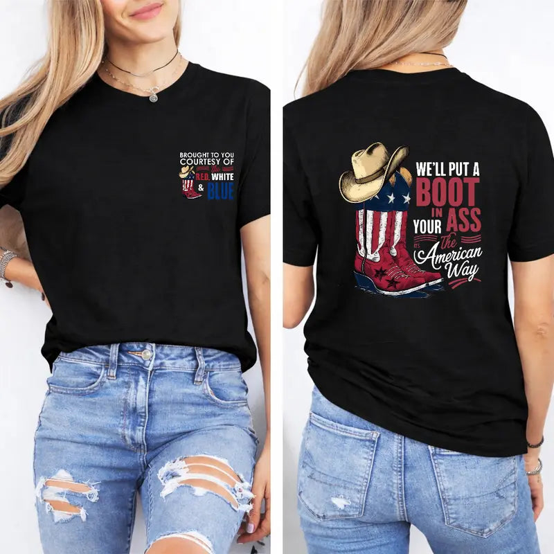 "Courtesy of the Red, White and Blue" T-Shirt â Vintage 4th of July Country Music Graphic Tee
